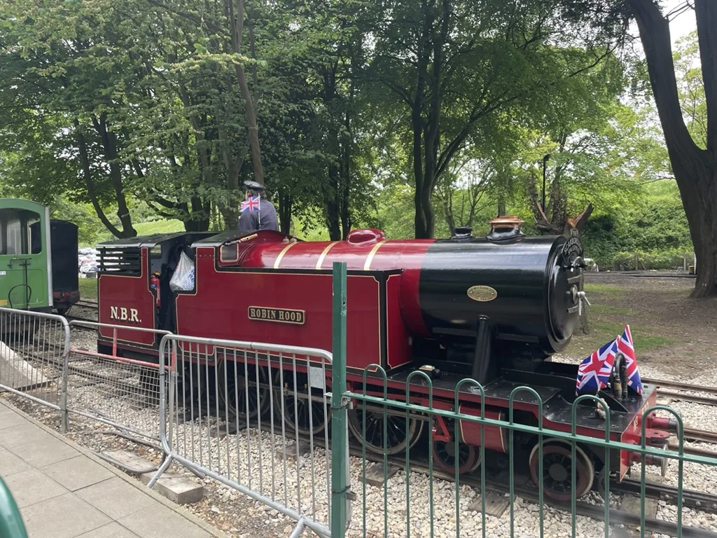 Scarborough North Bay Railway train at Peasholm Station in Scarborough