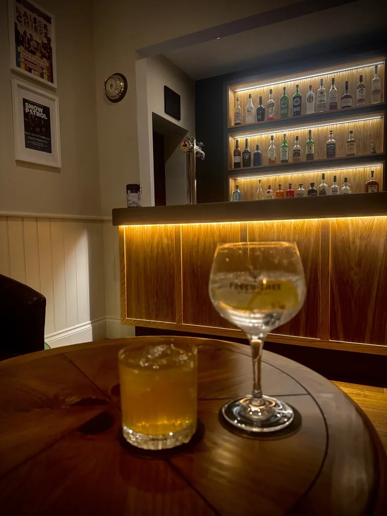 Drinks on a table in the bar and lounge at Seaside Hideaway Hotel Scarborough